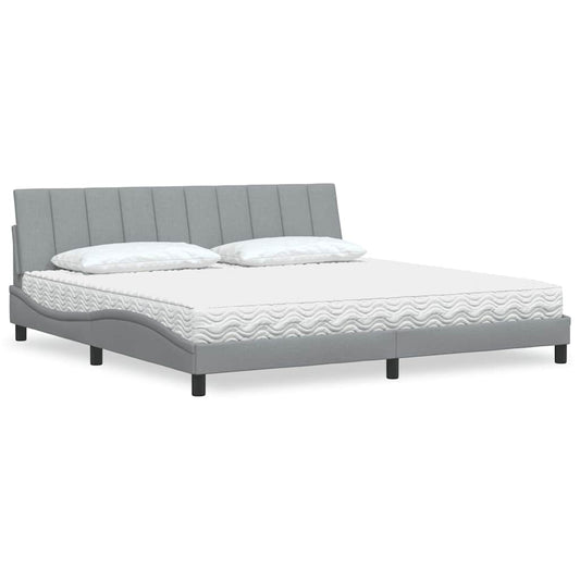 Bett mit Matratze "Hanko" Hellgrau 200x200 cm Stoff