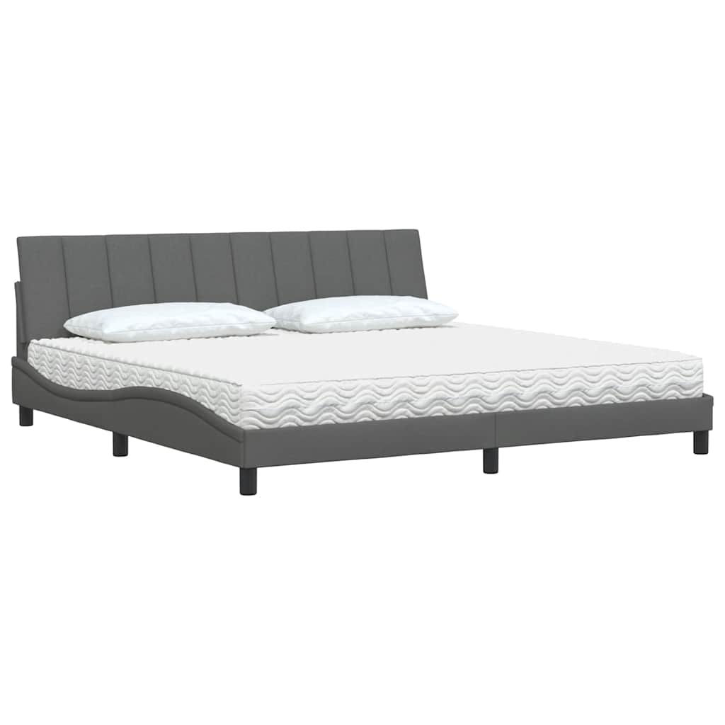 Bett mit Matratze "Hanko" Dunkelgrau 200x200 cm Stoff