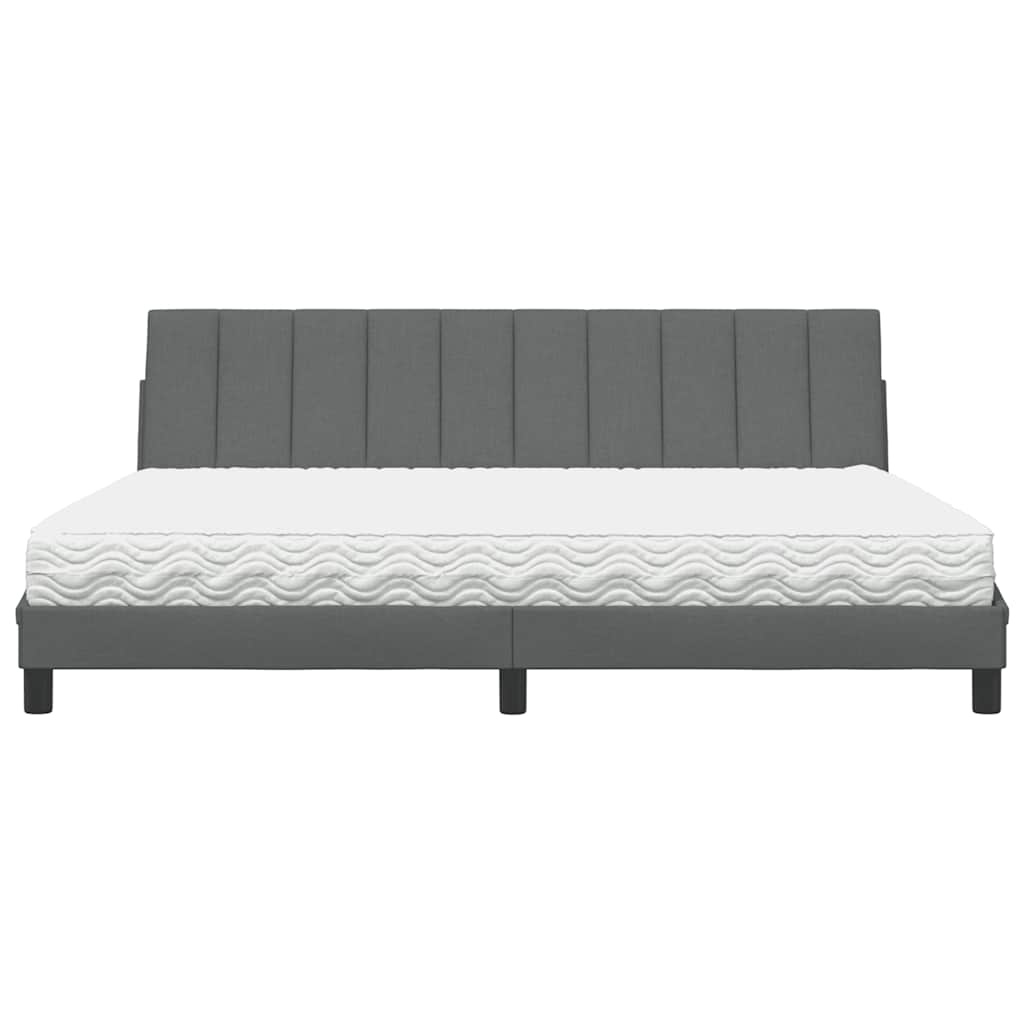 Bett mit Matratze "Hanko" Dunkelgrau 200x200 cm Stoff