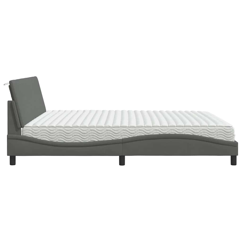 Bett mit Matratze "Hanko" Dunkelgrau 200x200 cm Stoff