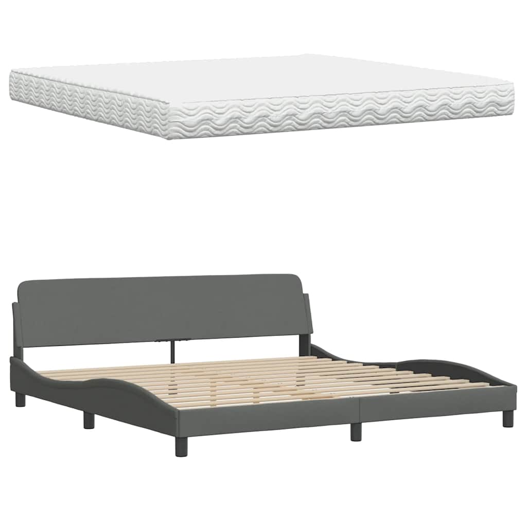 Bett mit Matratze "Hanko" Dunkelgrau 200x200 cm Stoff