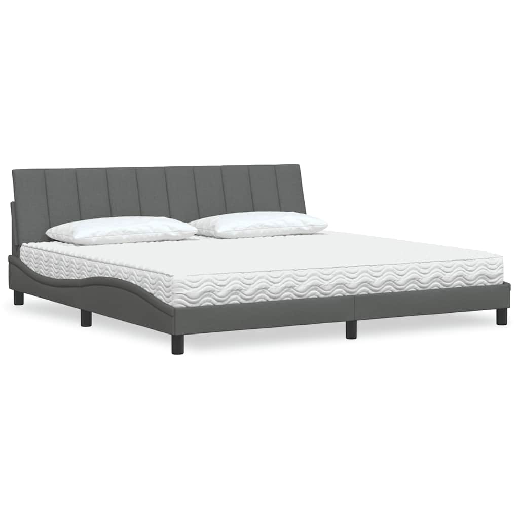 Bett mit Matratze "Hanko" Dunkelgrau 200x200 cm Stoff