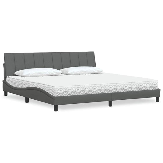 Bett mit Matratze "Hanko" Dunkelgrau 200x200 cm Stoff