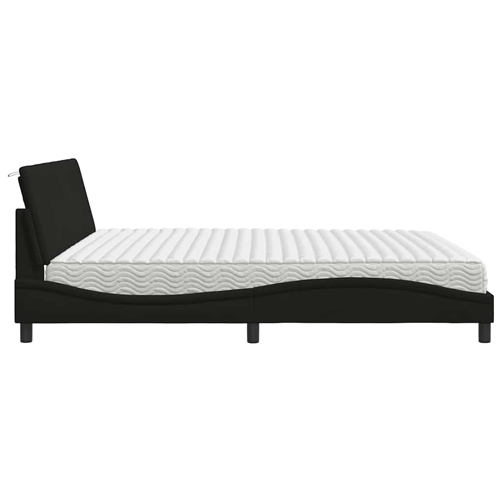 Bett mit Matratze "Hanko" Schwarz 200x200 cm Stoff