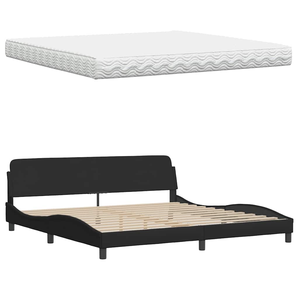 Bett mit Matratze "Hanko" Schwarz 200x200 cm Stoff