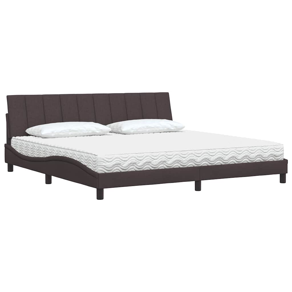Bett mit Matratze "Hanko" Dunkelbraun 200x200 cm Stoff