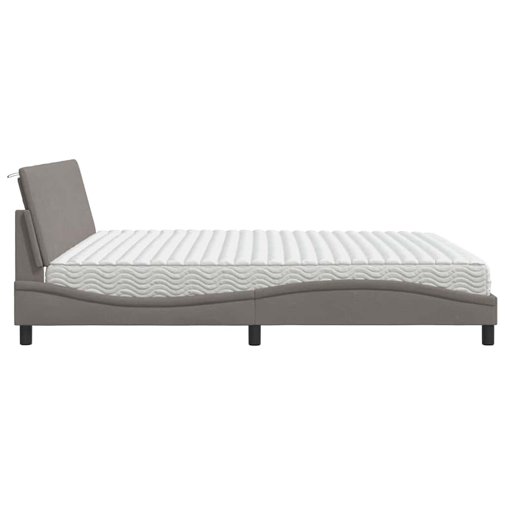 Bett mit Matratze "Hanko" Taupe 200x200 cm Stoff