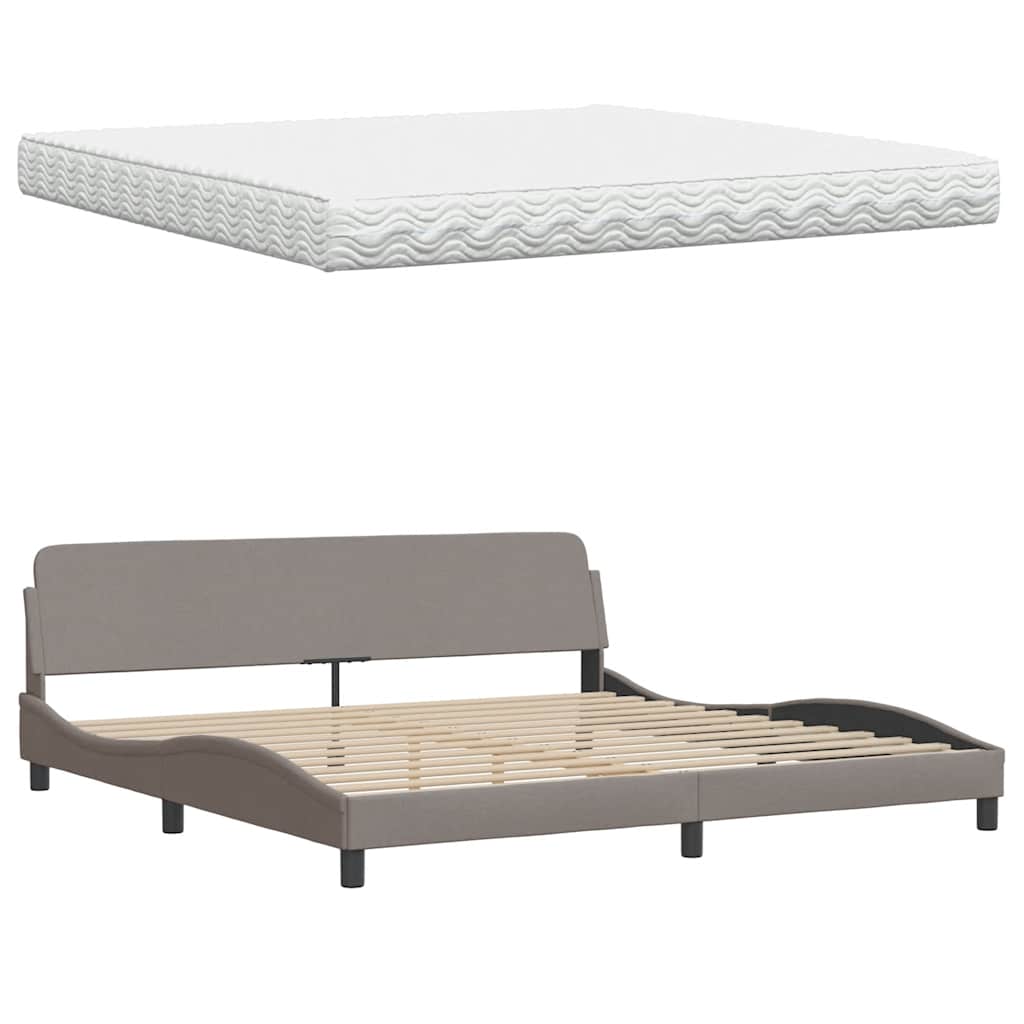 Bett mit Matratze "Hanko" Taupe 200x200 cm Stoff
