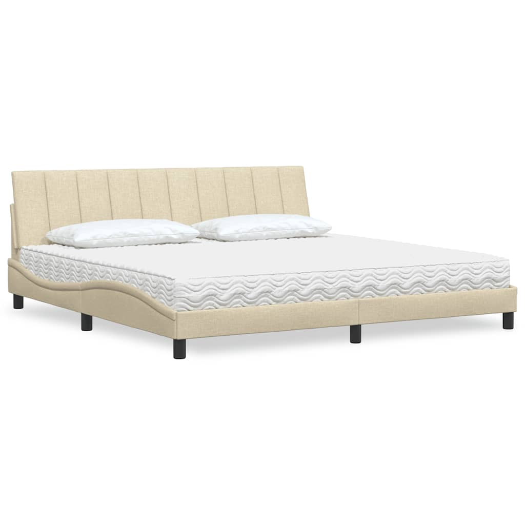 Bett mit Matratze "Hanko" Creme 200x200 cm Stoff