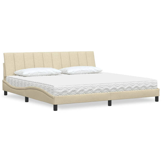 Bett mit Matratze "Hanko" Creme 200x200 cm Stoff