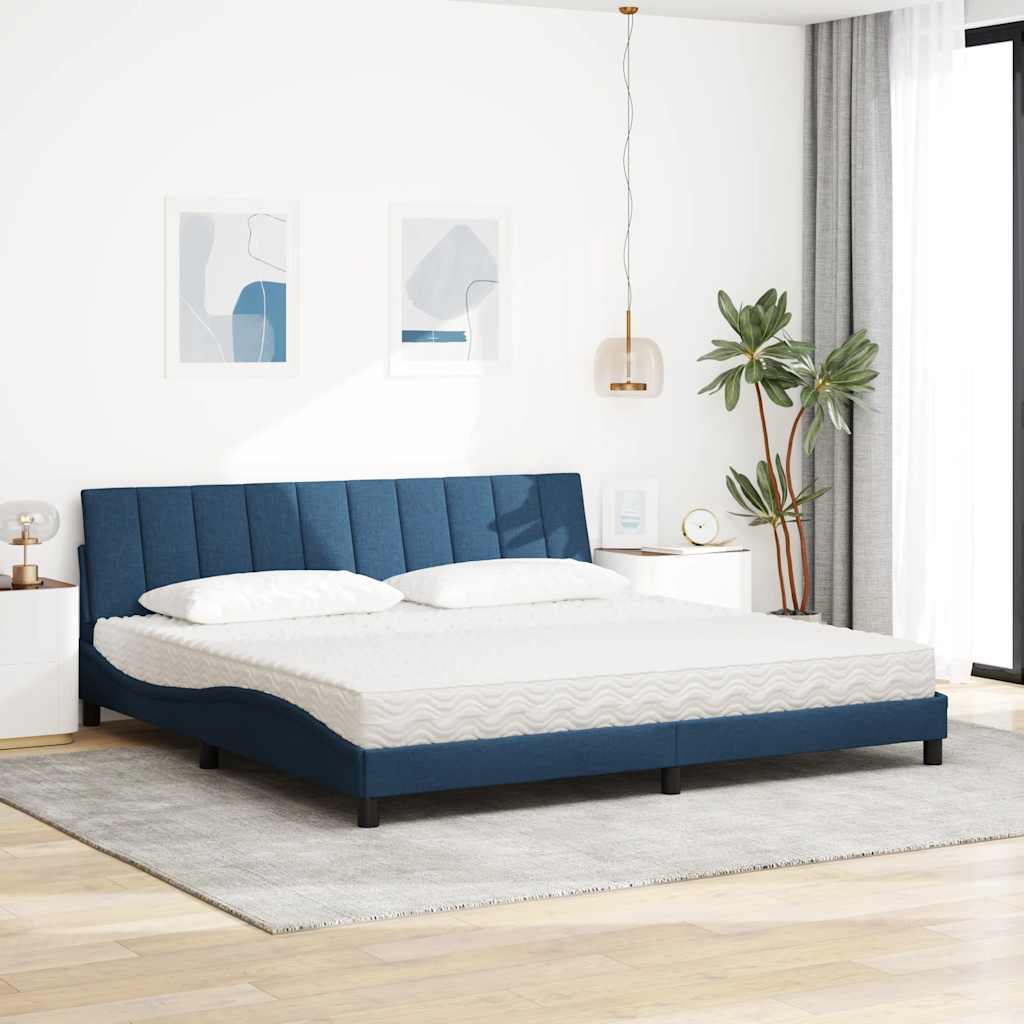 Bett mit Matratze "Hanko" Blau 200x200 cm Stoff