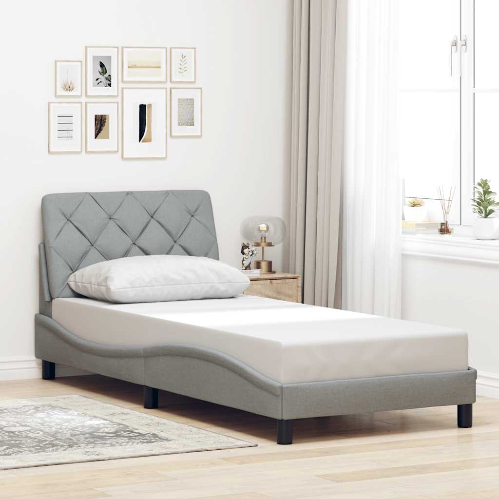 Bettgestell ohne Matratze Hellgrau 80x200 cm Stoff