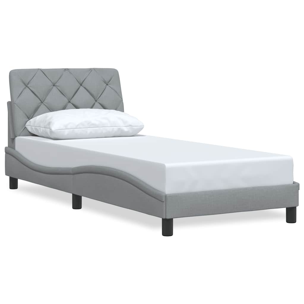 Bettgestell ohne Matratze Hellgrau 90x190 cm Stoff