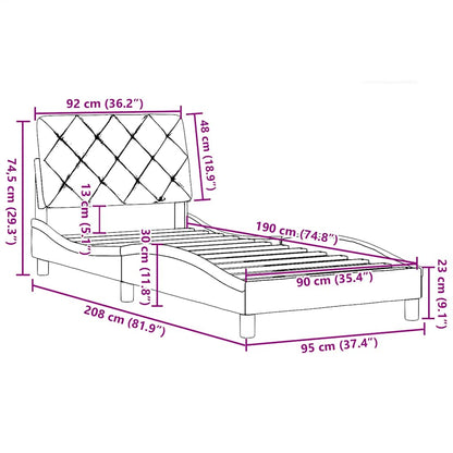 Bettgestell ohne Matratze Hellgrau 90x190 cm Stoff