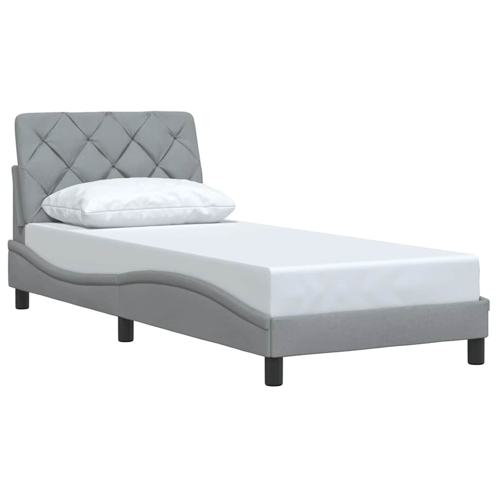 Bettgestell ohne Matratze Hellgrau 90x190 cm Stoff