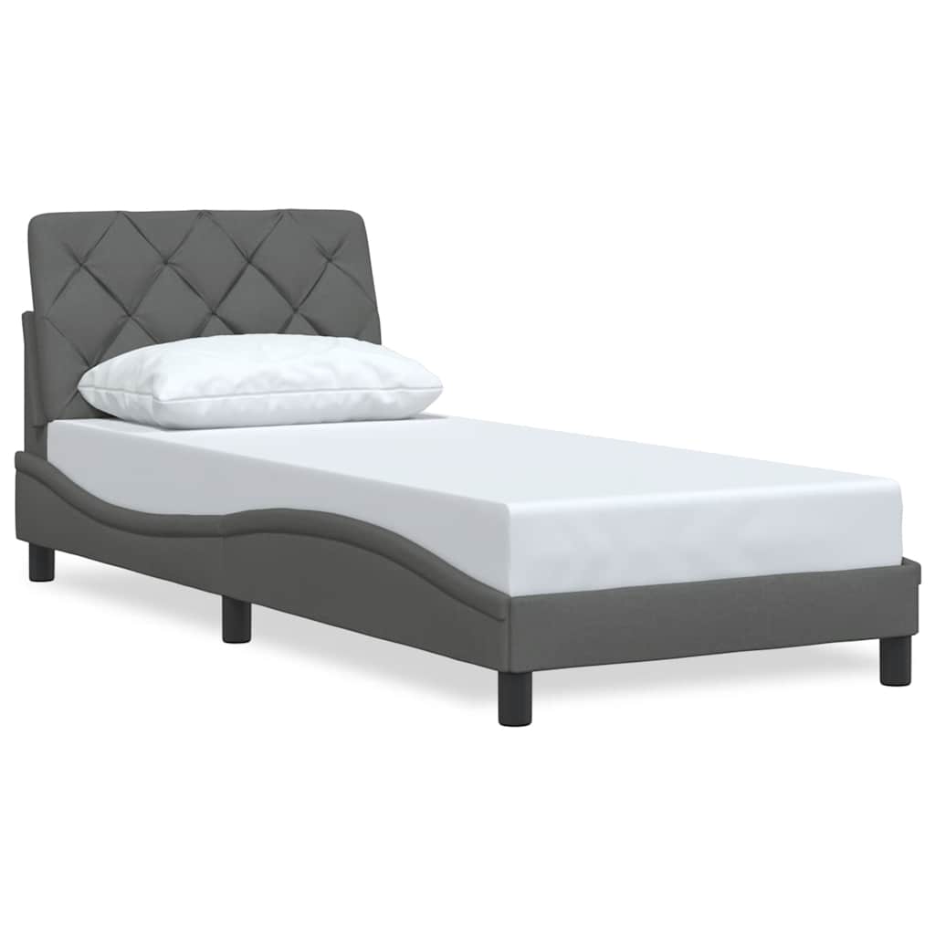 Bettgestell ohne Matratze Dunkelgrau 90x190 cm Stoff