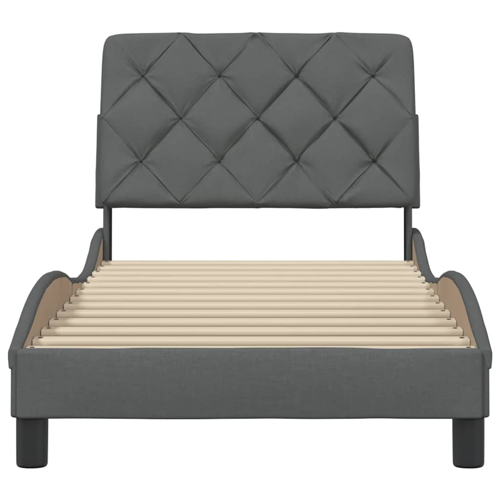 Bettgestell ohne Matratze Dunkelgrau 90x190 cm Stoff