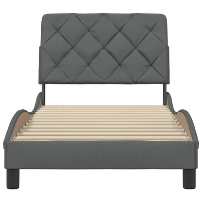 Bettgestell ohne Matratze Dunkelgrau 90x190 cm Stoff