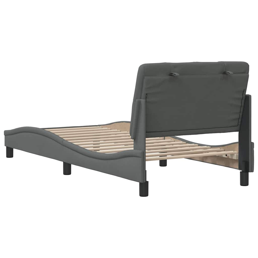 Bettgestell ohne Matratze Dunkelgrau 90x190 cm Stoff