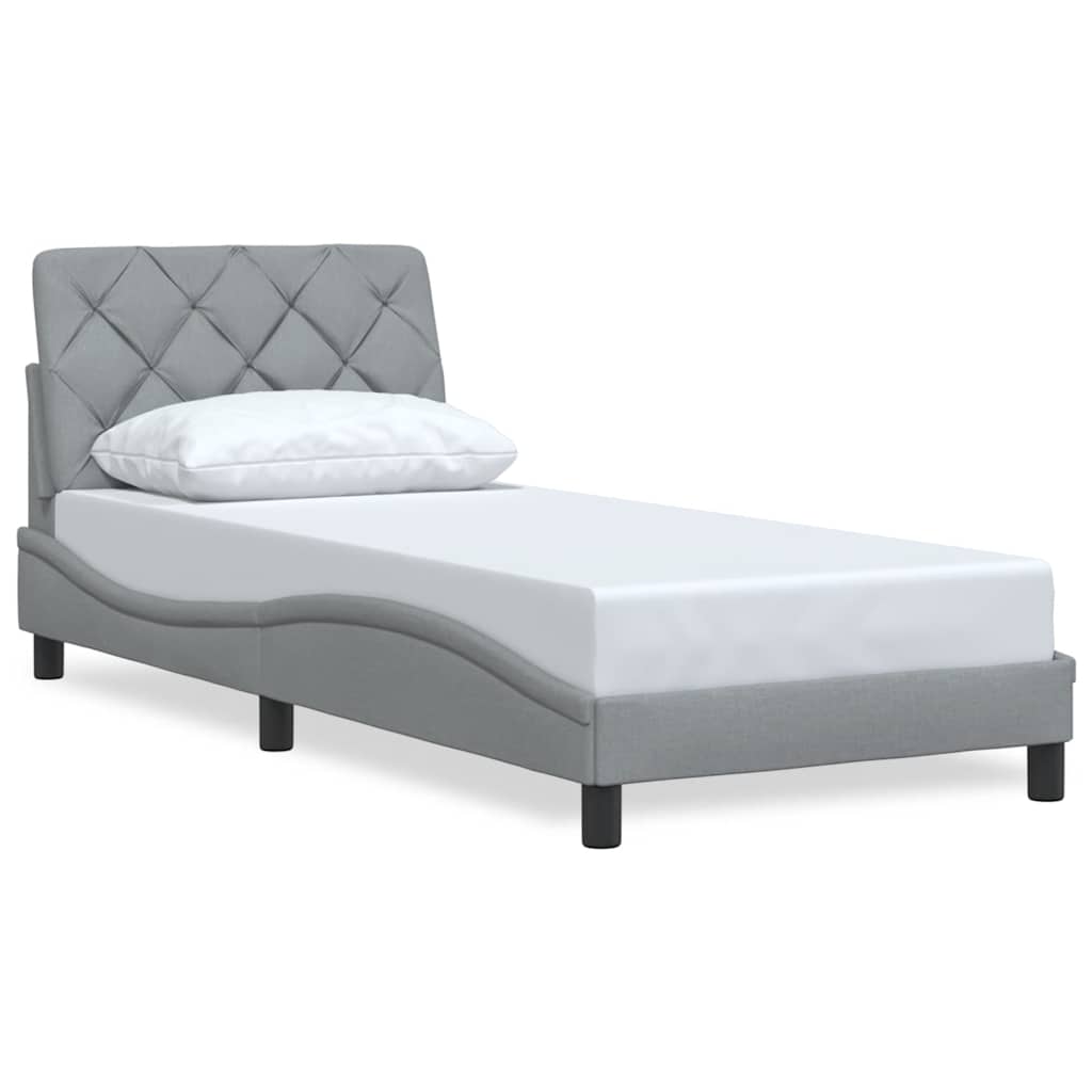 Bettgestell ohne Matratze Hellgrau 90x200 cm Stoff