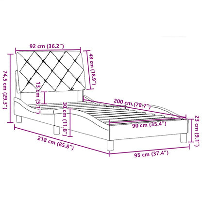 Bettgestell ohne Matratze Hellgrau 90x200 cm Stoff