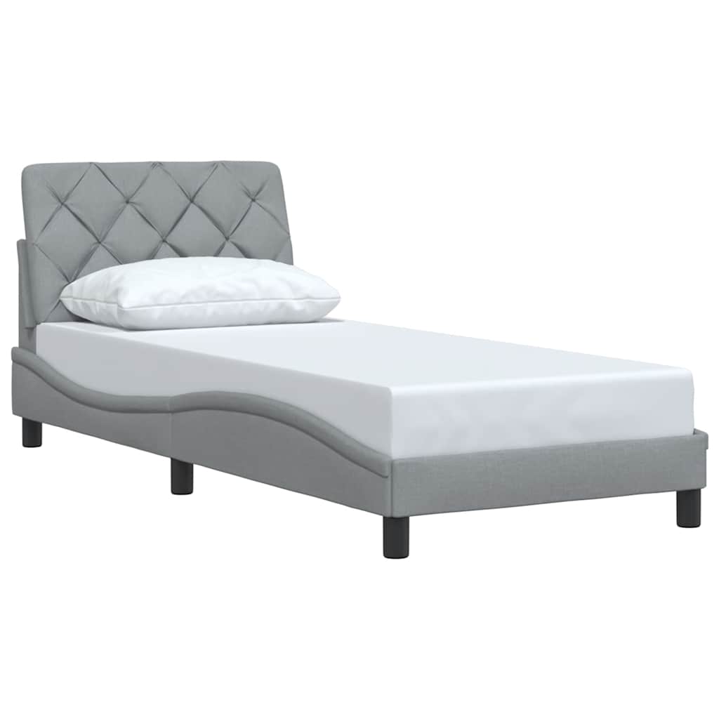 Bettgestell ohne Matratze Hellgrau 90x200 cm Stoff