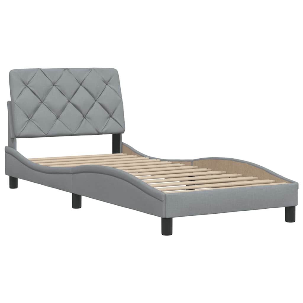 Bettgestell ohne Matratze Hellgrau 90x200 cm Stoff