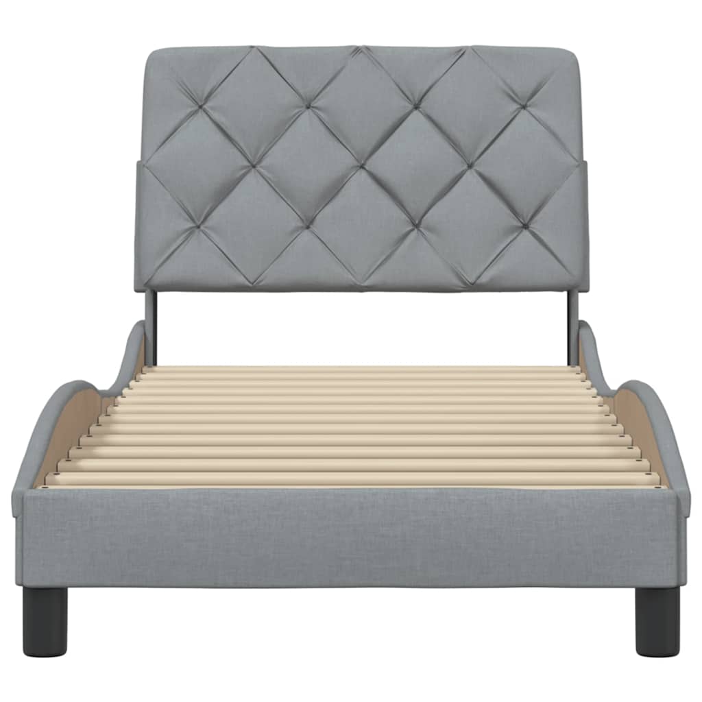 Bettgestell ohne Matratze Hellgrau 90x200 cm Stoff
