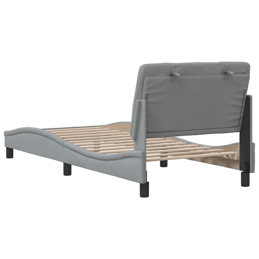 Bettgestell ohne Matratze Hellgrau 90x200 cm Stoff