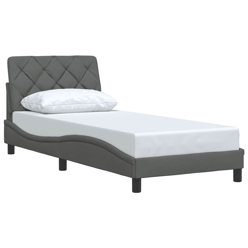 Bettgestell ohne Matratze Dunkelgrau 90x200 cm Stoff