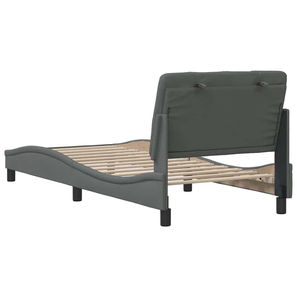 Bettgestell ohne Matratze Dunkelgrau 90x200 cm Stoff