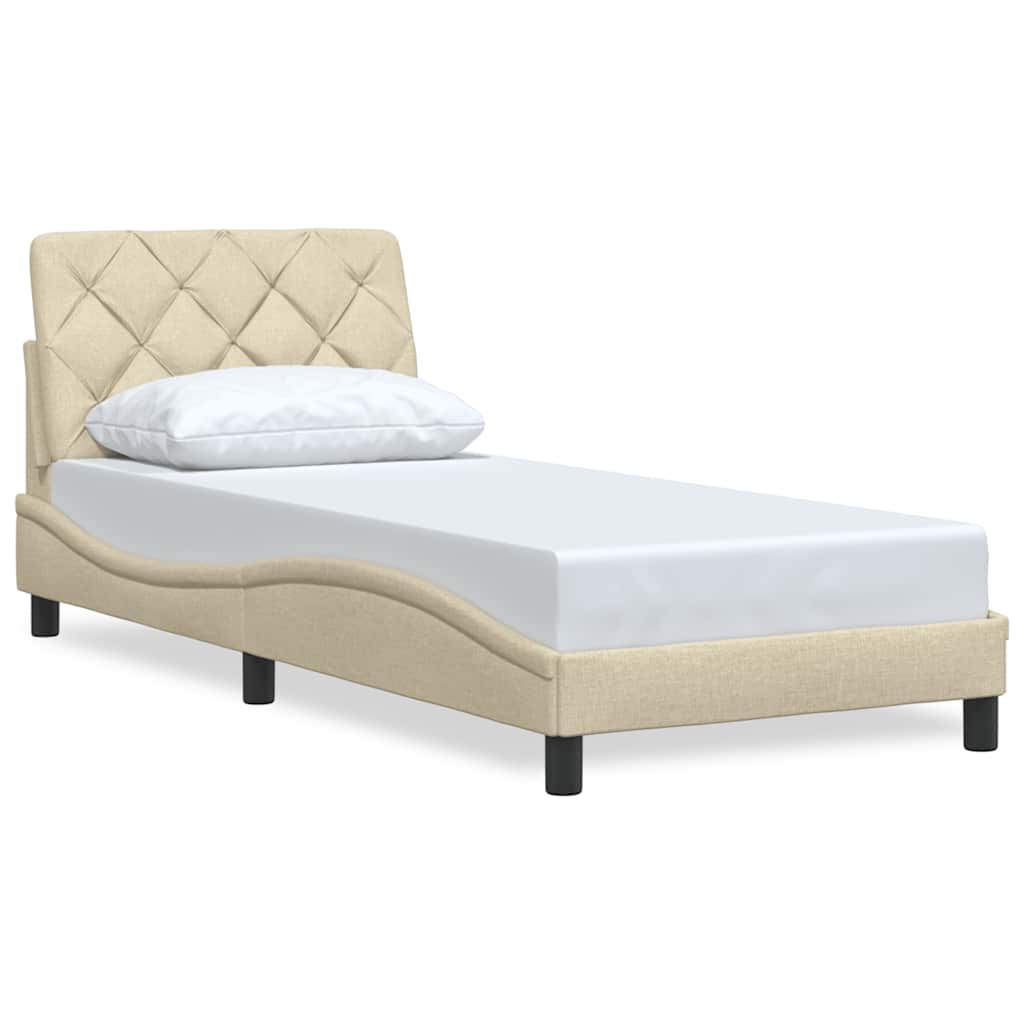 Bettgestell ohne Matratze Creme 90x200 cm Stoff