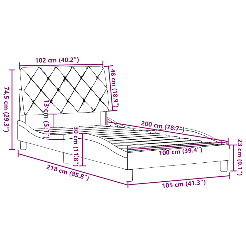 Bettgestell ohne Matratze Hellgrau 100x200 cm Stoff