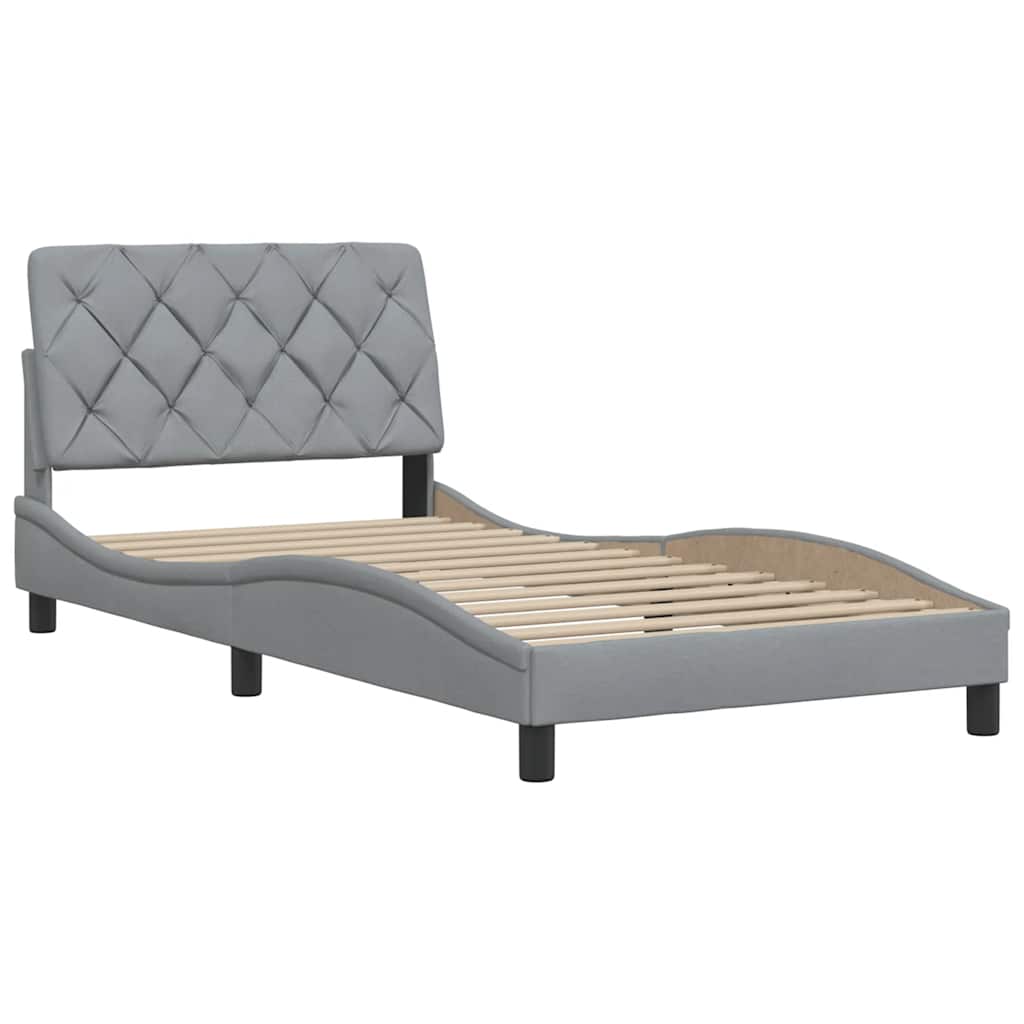 Bettgestell ohne Matratze Hellgrau 100x200 cm Stoff