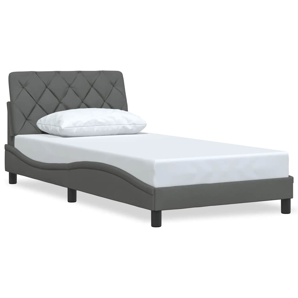 Bettgestell ohne Matratze Dunkelgrau 100x200 cm Stoff