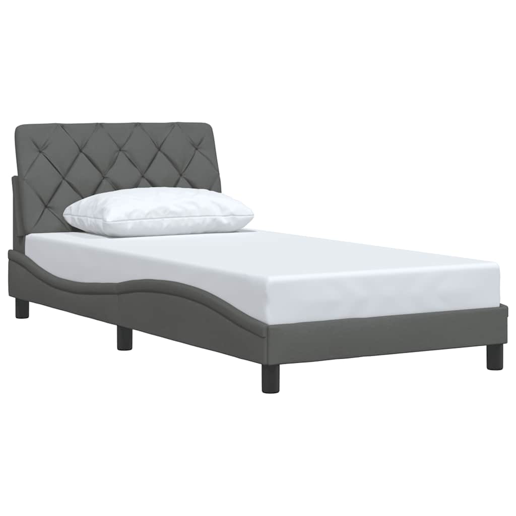 Bettgestell ohne Matratze Dunkelgrau 100x200 cm Stoff