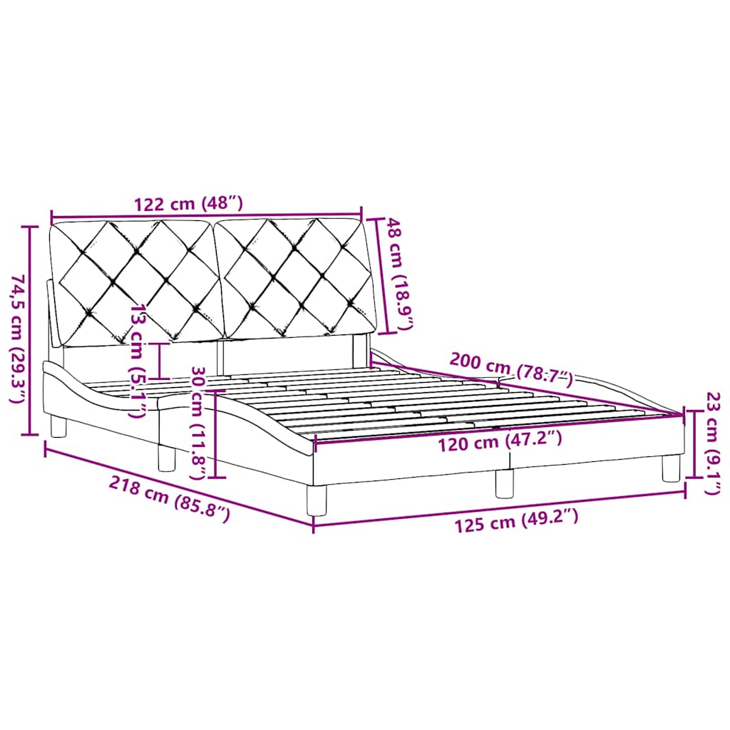 Bettgestell ohne Matratze Hellgrau 120x200 cm Stoff