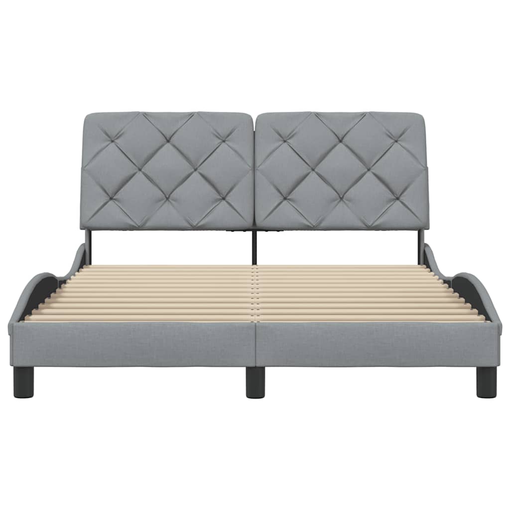 Bettgestell ohne Matratze Hellgrau 120x200 cm Stoff