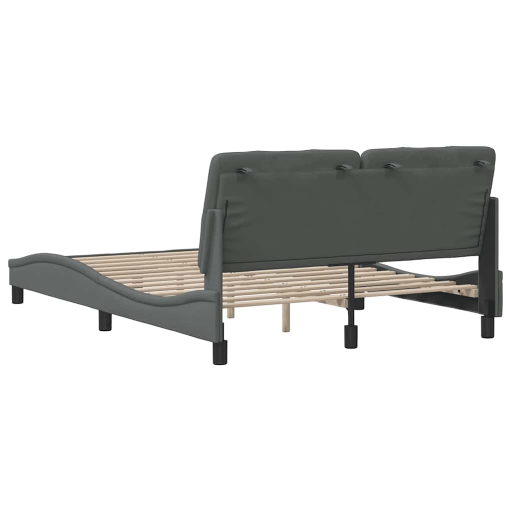 Bettgestell ohne Matratze Dunkelgrau 140x190 cm Stoff