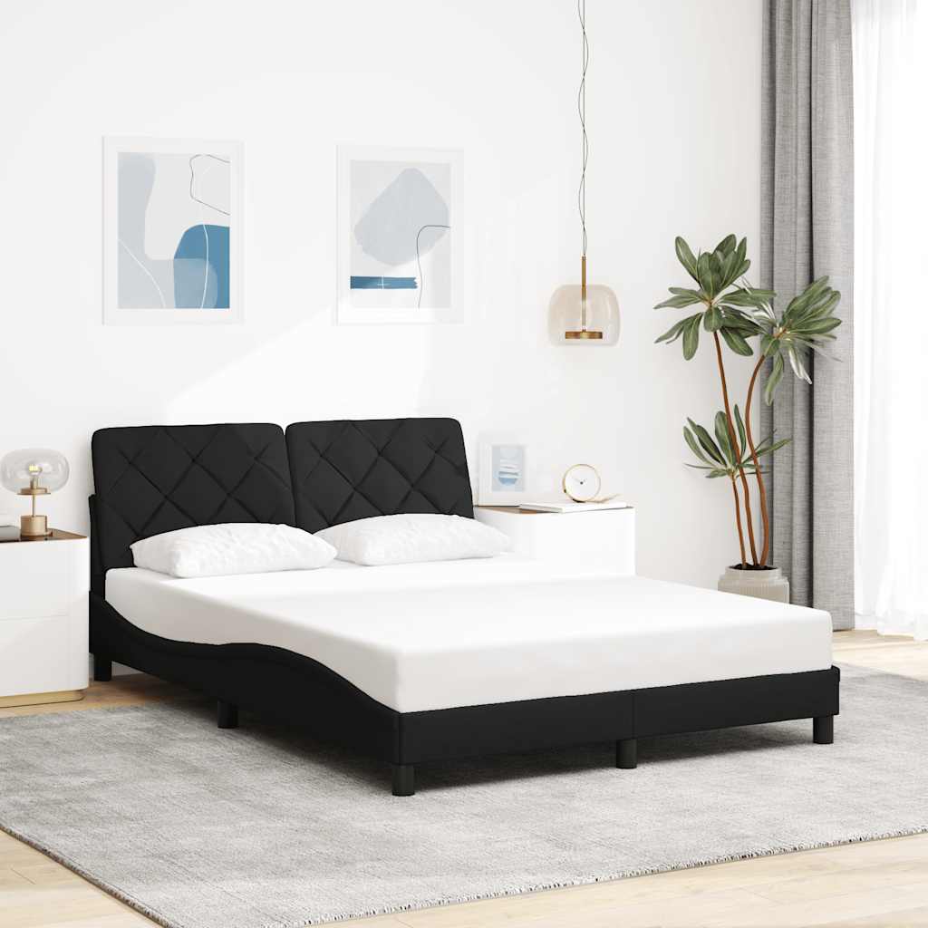 Bettgestell ohne Matratze Schwarz 140x190 cm Stoff
