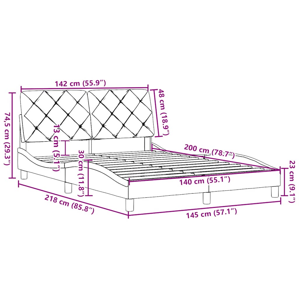 Bettgestell ohne Matratze Dunkelgrau 140x200 cm Stoff