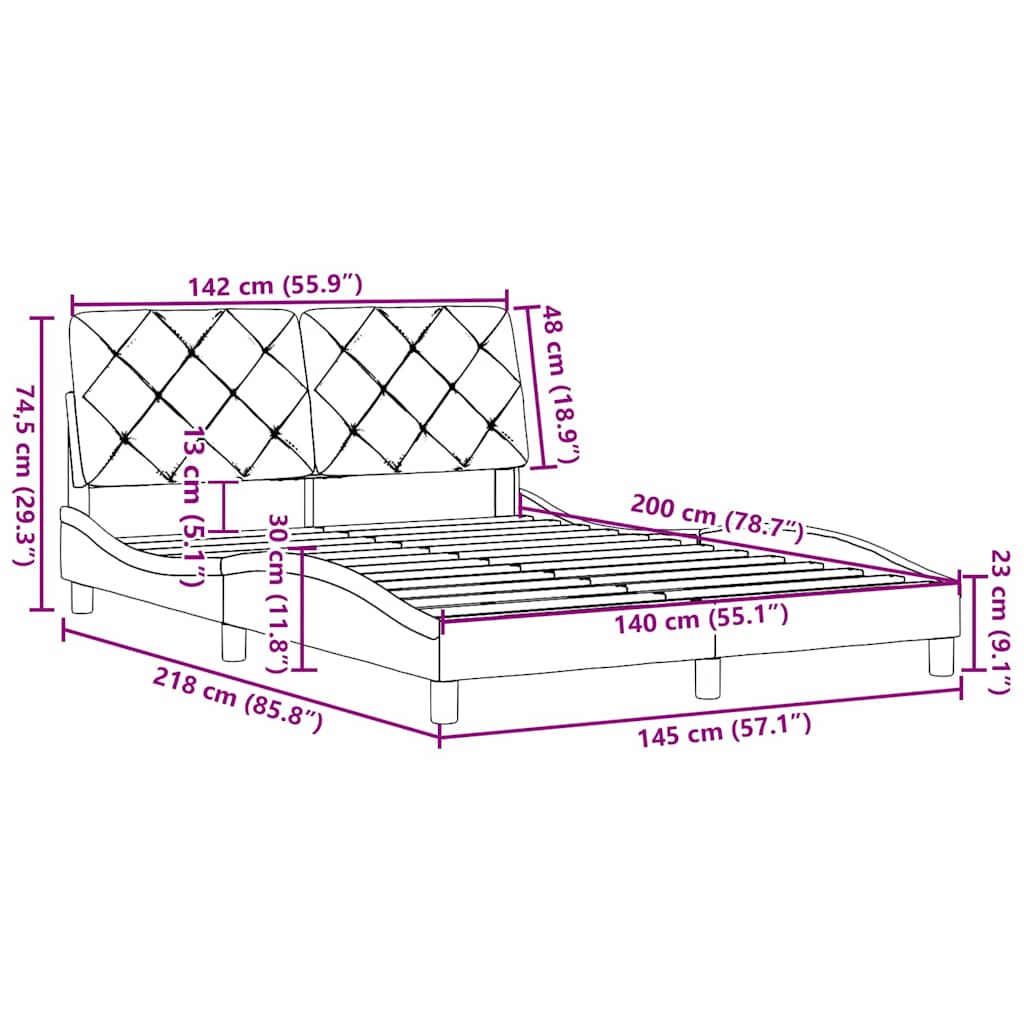 Bettgestell ohne Matratze Schwarz 140x200 cm Stoff