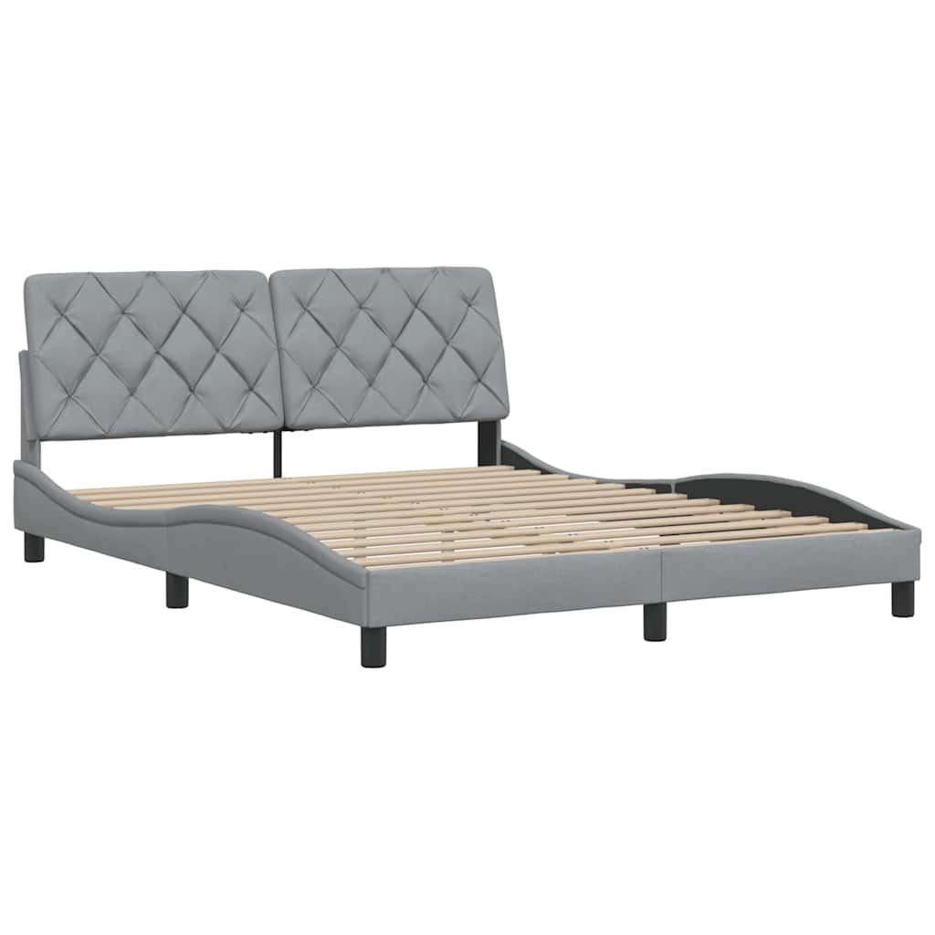 Bettgestell ohne Matratze Hellgrau 160x200 cm Stoff