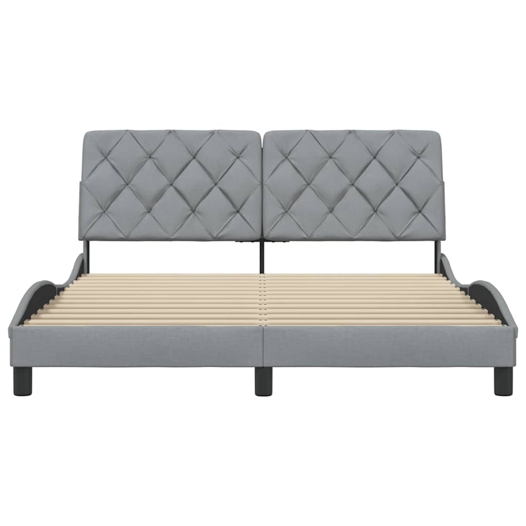 Bettgestell ohne Matratze Hellgrau 160x200 cm Stoff
