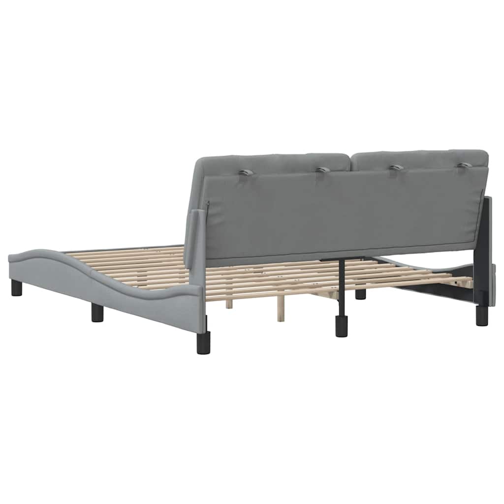 Bettgestell ohne Matratze Hellgrau 160x200 cm Stoff