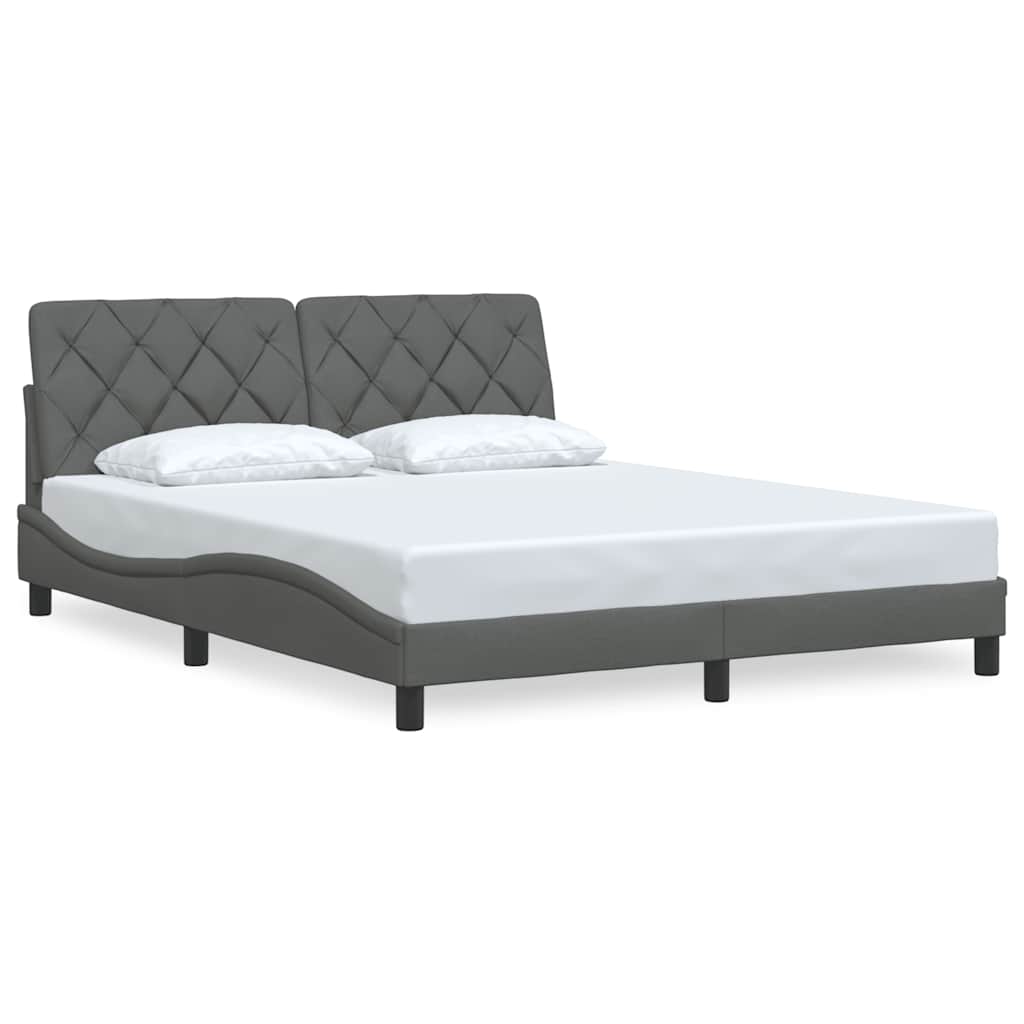 Bettgestell ohne Matratze Dunkelgrau 160x200 cm Stoff