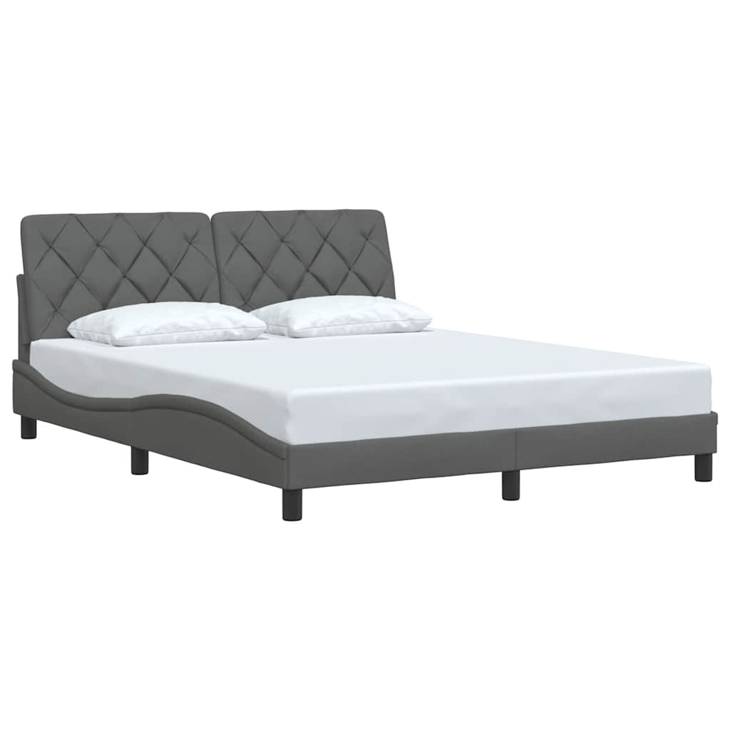 Bettgestell ohne Matratze Dunkelgrau 160x200 cm Stoff