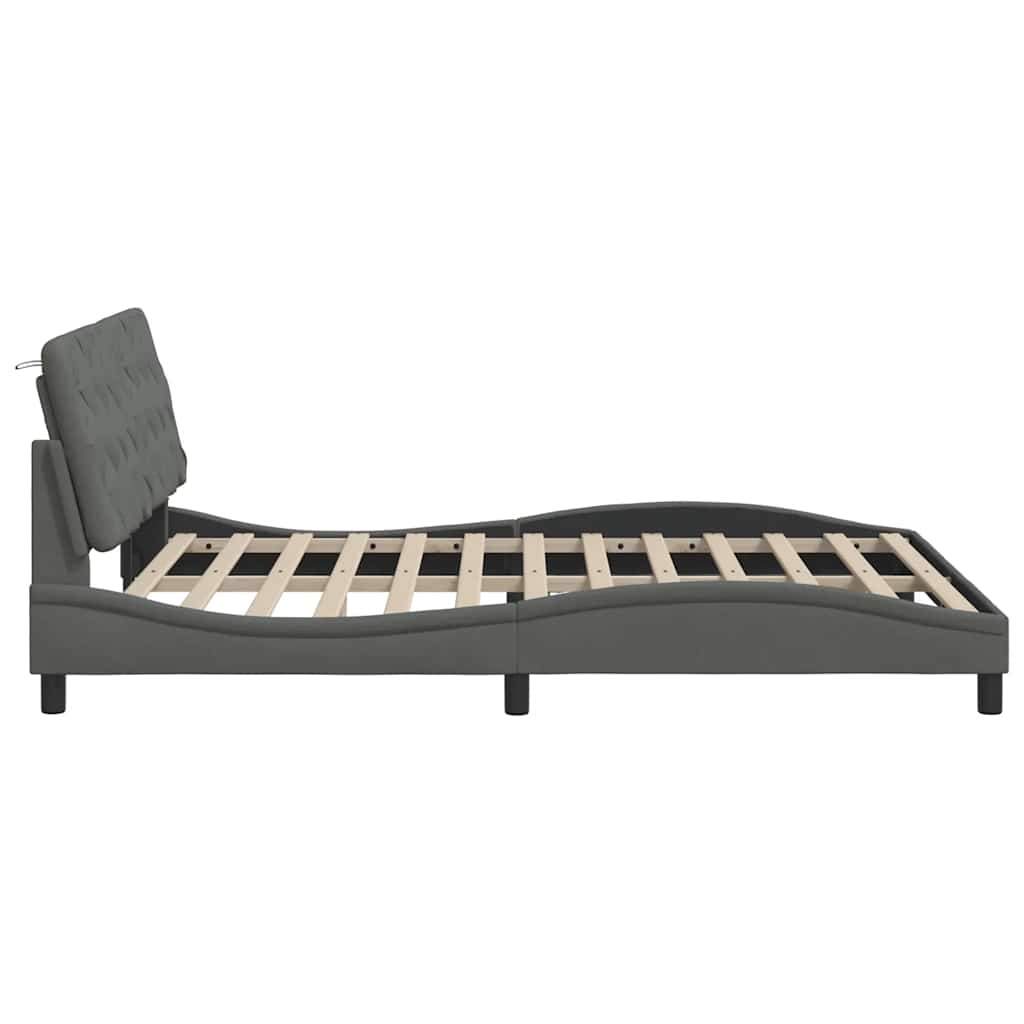 Bettgestell ohne Matratze Dunkelgrau 160x200 cm Stoff