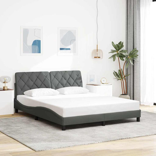 Bettgestell ohne Matratze Dunkelgrau 160x200 cm Stoff