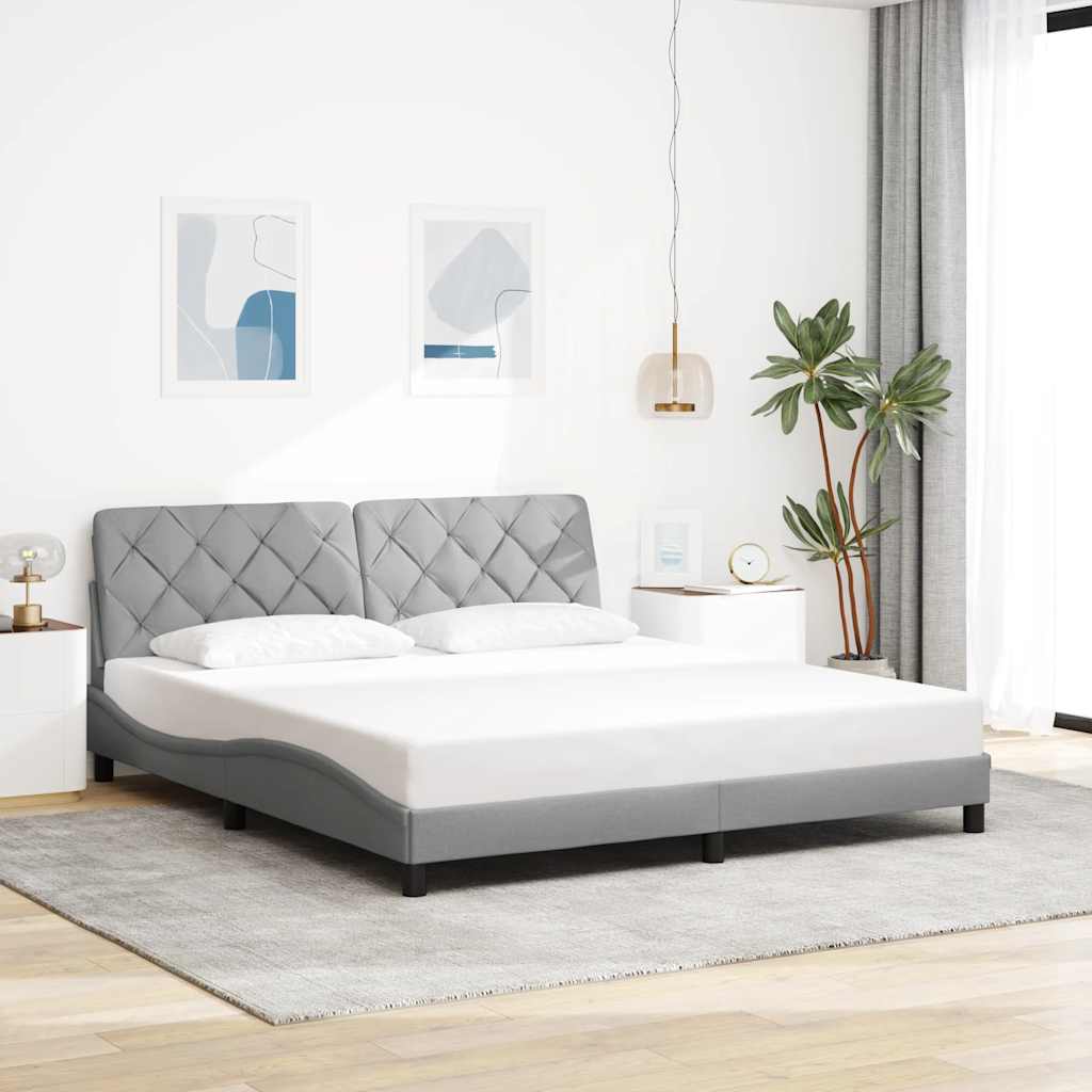 Bettgestell ohne Matratze Hellgrau 180x200 cm Stoff
